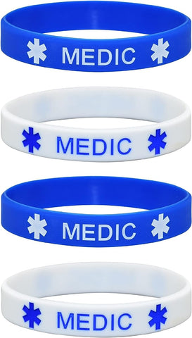 First Responder Silicone Stretchable Bracelet 4-Pack (Medic)