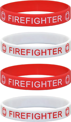 First Responder Silicone Stretchable Bracelet 4-Pack (Firefighter)
