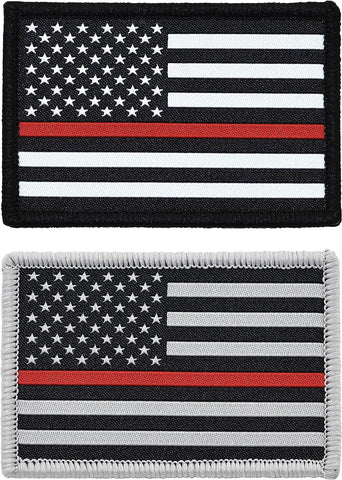 American Flag Patch 2-Pack Set, Woven, Hook and Loop (Thin Red Line)