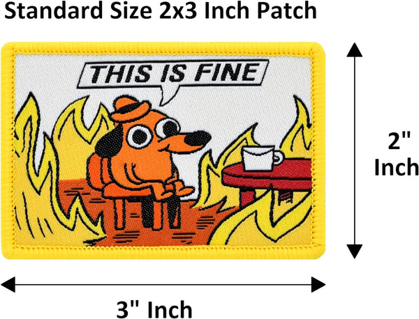 "This is Fine" Funny Morale Applique Patch 2-Pack Set