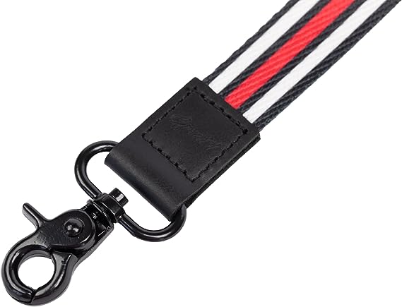 American Flag Wristlet Strap Lanyard Keychain - Badge and ID Holder (Thin Red Line)