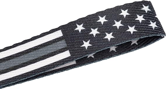 American Flag Wristlet Strap Lanyard Keychain - Badge and ID Holder (Thin Grey Line)