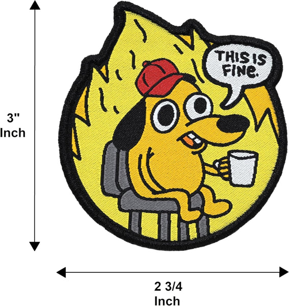 "This is Fine" Funny Morale Applique Patch 2-Pack Set