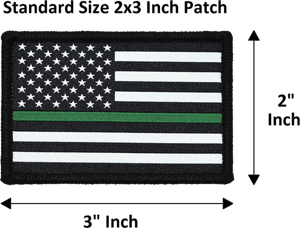 American Flag Patch 2-Pack Set, Woven, Hook and Loop (Thin Green Line)