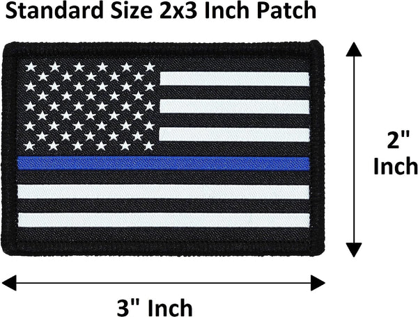 American Flag Patch 2-Pack Set, Woven, Hook and Loop (Thin Blue Line)