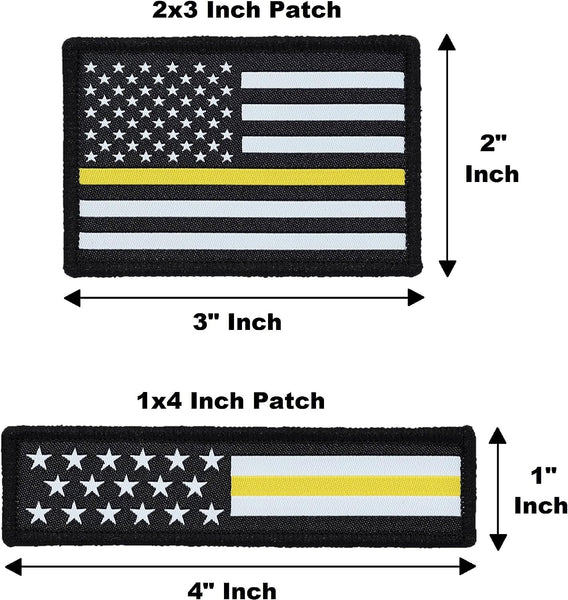 American Flag Hat Patch Set, 2x3 & 1x4, Woven, Hook and Loop (Thin Gold Line)