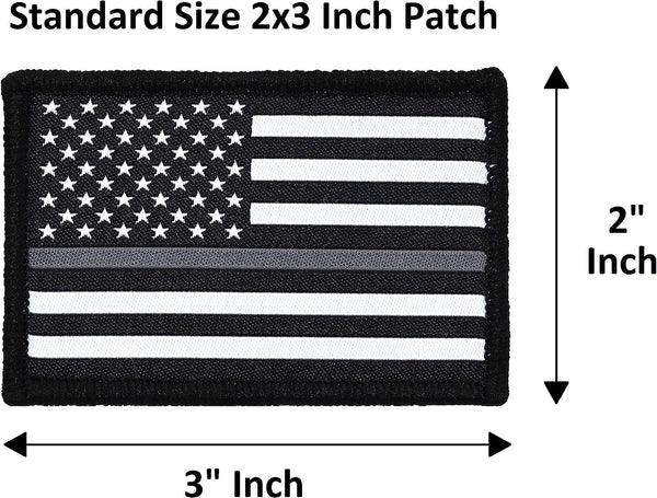 American Flag Patch 2-Pack Set, Woven, Hook and Loop (Thin Grey Line)