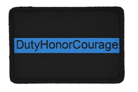DutyHonorCourage Patch embroidered, Hook and Loop (Thin Blue Line)