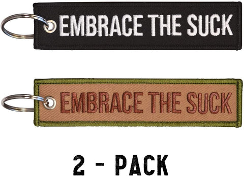 Embrace the Suck Military Keychain Tag with Key Ring and Carabiner