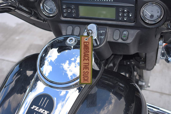 Embrace the Suck Military Keychain Tag with Key Ring and Carabiner