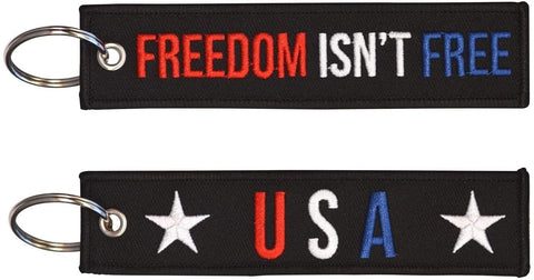 Freedom Isn't Free Military Keychain Tag with Key Ring and Carabiner