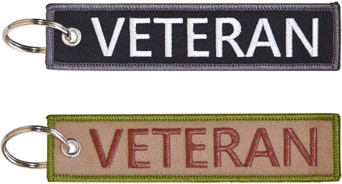 VETERAN Keychain Tag with Key Ring and Carabiner