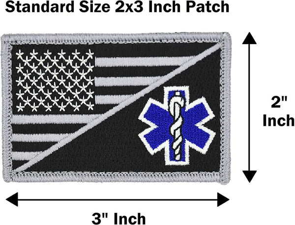 American Flag Patch 4-Pack Set, Embroidered, Hook and Loop (Thin White Line)