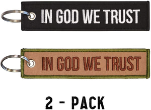 In God We Trust Keychain Tag with Key Ring and Carabiner