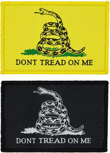Tactical-Black & Yellow Flag 2-Pack Patch Set, 2x3 inch, Woven, Hook and Loop (Don't Tread on Me)