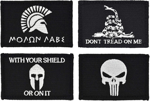Tactical-Black Flag Patch 4-Pack Set, Embroidered, Hook and Loop (Set 1)