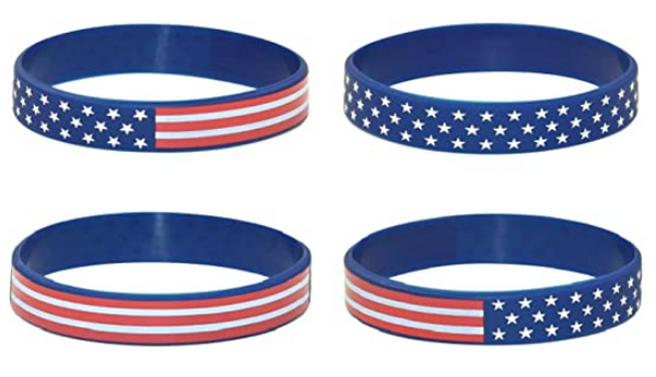 American Flag Silicone Stretchable Bracelet 4-Pack