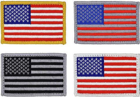 American Flag Patch 4-Pack Set, Embroidered, Hook and Loop (American Flags)