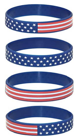American Flag Silicone Stretchable Bracelet 4-Pack