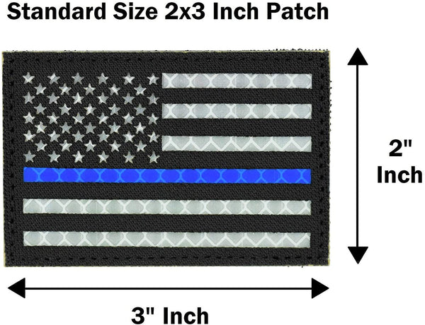 Reflective American Thin Blue Line Flag Patch, 2x3 inch, Cordura Material, Hook and Loop, Military and Tactical Accessory for Clothing-Jackets-Hats-Backpacks (Thin Blue Line)