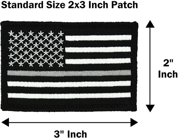 American Flag Patch 4-Pack Set, Embroidered, Hook and Loop (Thin Grey Line)