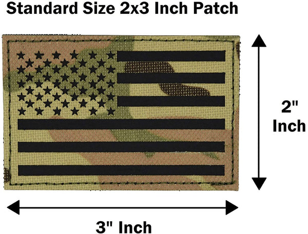 Multicam Infrared IR US USA American Flag Patch Set, 2x3 inch, Reflective Cordura Material, Hook and Loop, Military and Tactical Accessory for Clothing-Jackets-Hats-Backpacks (American Flag Camo)