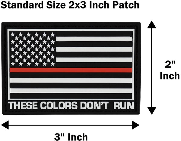 American Flag Patch Set, 2x3 inch, Flexible PVC Material, Hook and Loop (Thin Red Line Set 2)