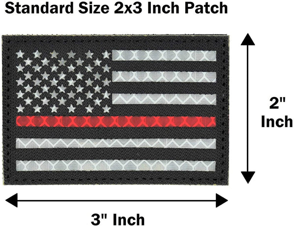 Reflective American Thin Red Line Flag Patch, 2x3 inch, Cordura Material, Hook and Loop, Military and Tactical Accessory for Clothing-Jackets-Hats-Backpacks (Thin Red Line)