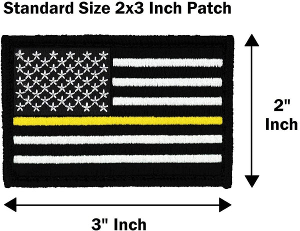 American Flag Patch 4-Pack Set, Embroidered, Hook and Loop (Thin Gold Line)