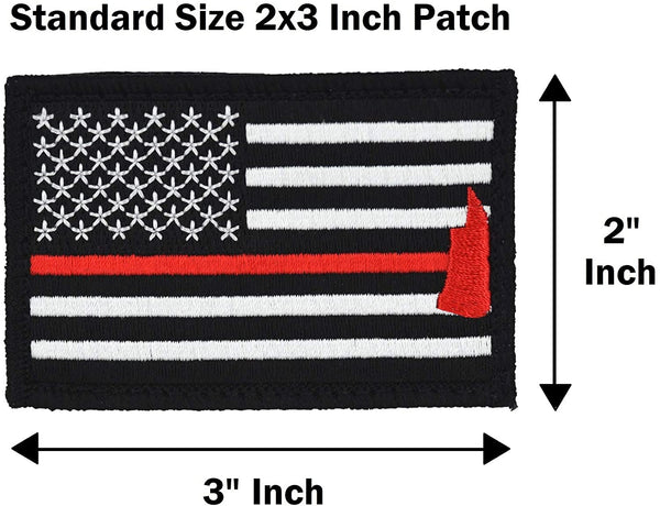 American Flag Patch 4-Pack Set, Embroidered, Hook and Loop (Thin Red Line)