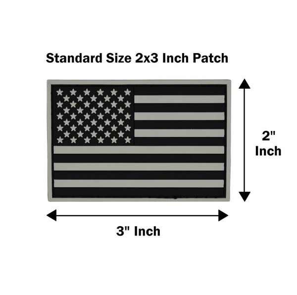 American Flag Patch Set, 2x3 inch, Flexible PVC Material, Hook and Loop (American Flags)