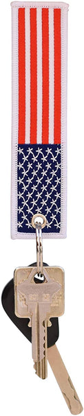 American Flag Keychain with Key Ring and Carabiner - (Red White Blue)