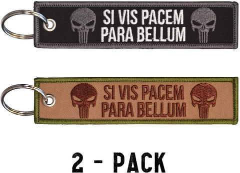 SI VIS PACEM PARA BELLUM Keychain Tag with Key Ring and Carabiner