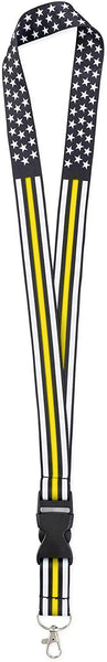 American Flag Lanyard - Badge and ID Holder (Thin Gold Line)