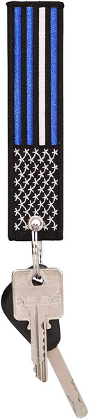 American Flag Keychain with Key Ring and Carabiner - Emergency Medical Services/Paramedic - (Thin White Line)