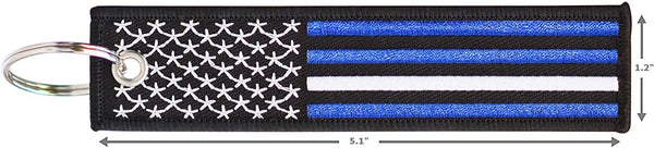 American Flag Keychain with Key Ring and Carabiner - Emergency Medical Services/Paramedic - (Thin White Line)