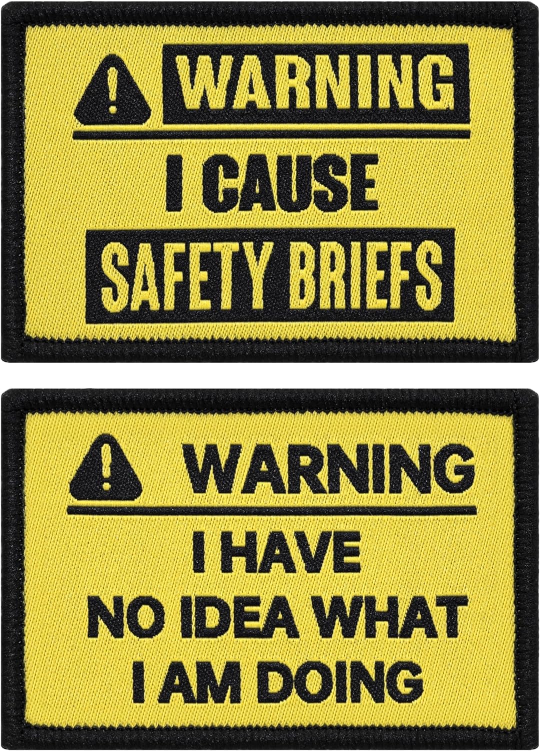 "Warning" Funny Morale Applique Patch 2-Pack Set