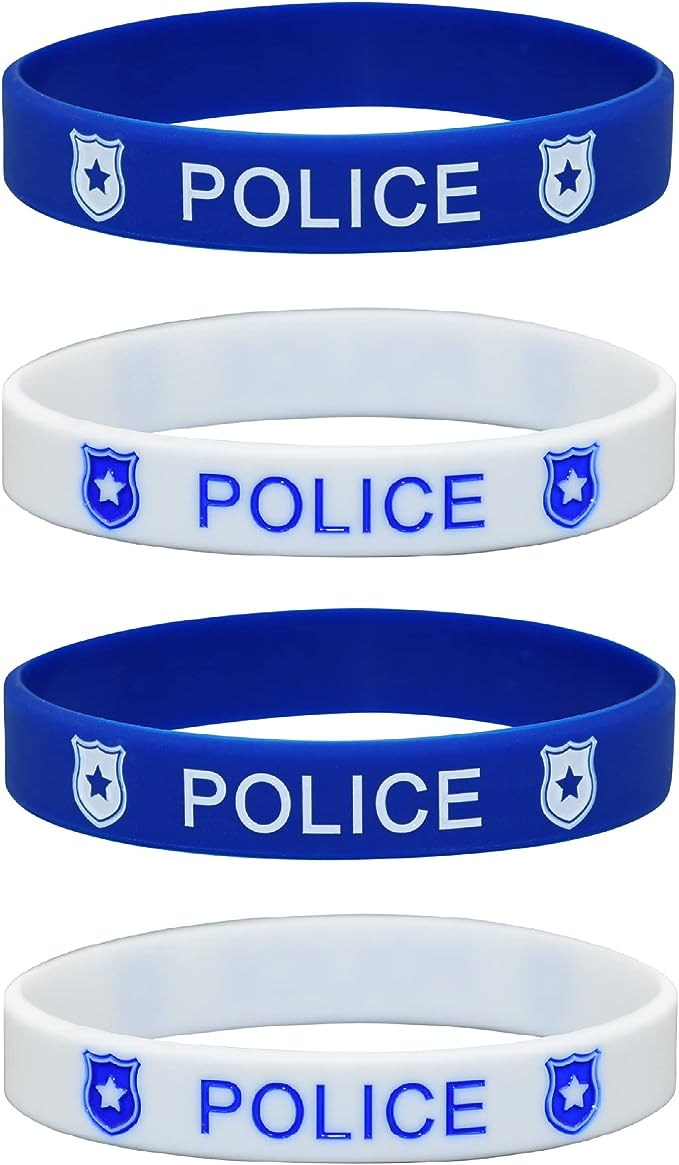 First Responder Silicone Stretchable Bracelet 4-Pack (Police)