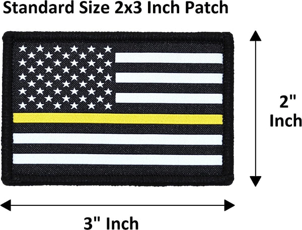 American Flag Patch 2-Pack Set, Woven, Hook and Loop (Thin Gold Line)