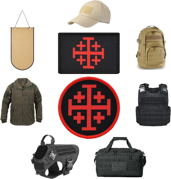 Jerusalem Cross Knights Templar Flags “Crusaders Cross” Military Tactical Patch Set (2-Pack)