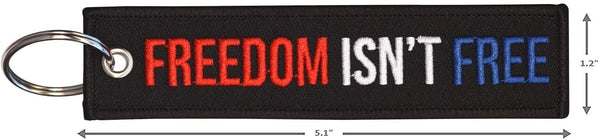 Freedom Isn't Free Military Keychain Tag with Key Ring and Carabiner