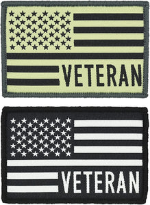 American Flag “Veteran” Military Tactical Patch Set (2-Pack)