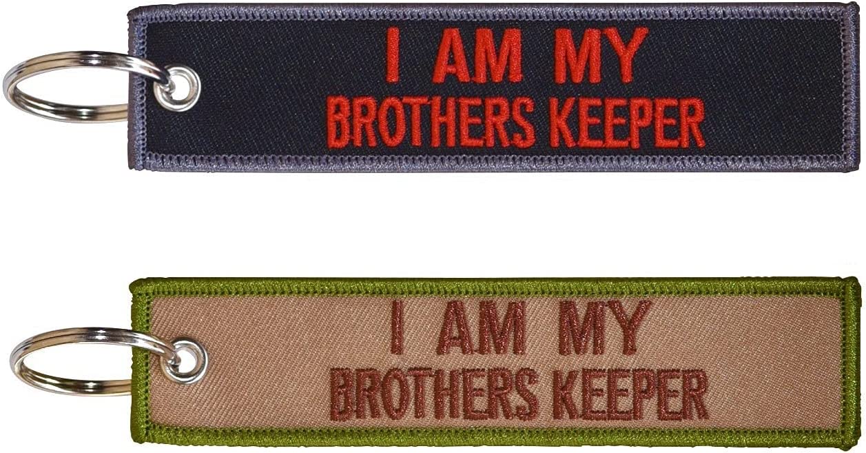 I AM MY BROTHERS KEEPER Keychain Tag with Key Ring and Carabiner