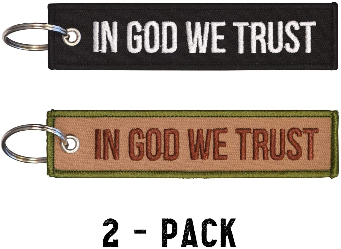 In God We Trust Keychain Tag with Key Ring and Carabiner