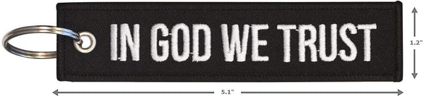 In God We Trust Keychain Tag with Key Ring and Carabiner