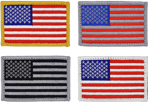 American Flag Patch 4-Pack Set, Embroidered, Hook and Loop (American Flags)