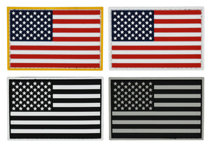 American Flag Patch Set, 2x3 inch, Flexible PVC Material, Hook and Loop (American Flags)