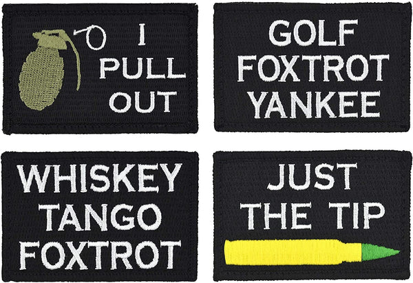 Tactical-Black Flag Patch 4-Pack Set, Embroidered, Hook and Loop (Set 2)