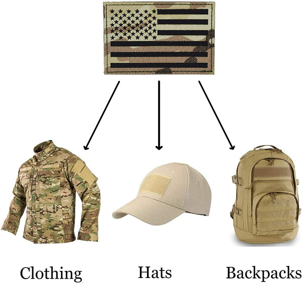 Multicam Infrared IR US USA American Flag Patch Set, 2x3 inch, Reflective Cordura Material, Hook and Loop, Military and Tactical Accessory for Clothing-Jackets-Hats-Backpacks (American Flag Camo)