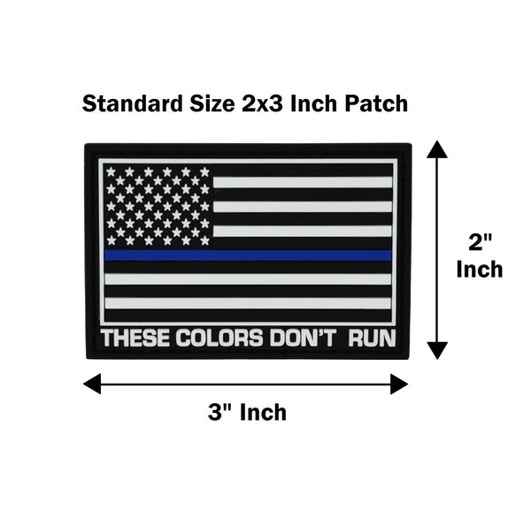 American Flag Patch Set, 2x3 inch, Flexible PVC Material, Hook and Loop (Thin Blue Line Set 2)